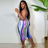 Sexy Printed Spaghetti Strap Midi Dress YNSF-1835