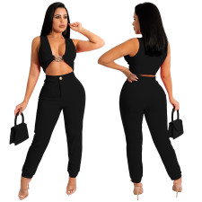 Casual Fashion Solid Slim Vest And Pants Two Piece Sets YF-10037