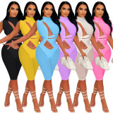 Sexy Mesh Patchwork Single-Sleeve Hollow Romper NIK-315