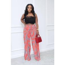 Casual Striped Inelastic Wide Leg Pants BN-B9330