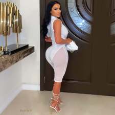 Sexy Mesh Patchwork Single-Sleeve Hollow Romper NIK-315