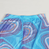 Sexy Solid Tie Up Sleeveless Top Print Pants Two Piece Sets FSXF-F312 