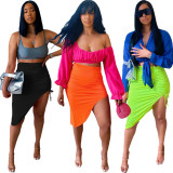 Solid Drawstring Bodycon Skirt (Only Skirt )BGN-255