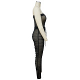 Sexy Tube Top Mesh See Through Jumpsuits YF-9871