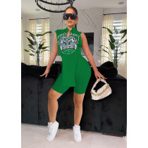 Casual Printed Sleeveless Split Two Piece Sets DDF-88176