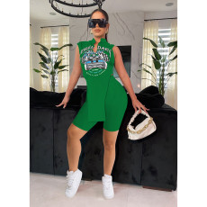 Casual Printed Sleeveless Split Two Piece Sets DDF-88176