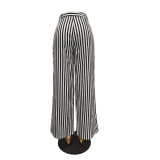 Casual Striped Inelastic Wide Leg Pants BN-B9330