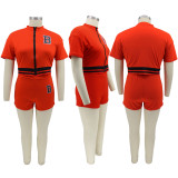 Plus Size Zipper Top And Shorts 2 Piece Sets BMF-101