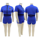 Plus Size Zipper Top And Shorts 2 Piece Sets BMF-101