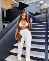Plus Size Solid Bra Top And Pants 2 Piece Sets DAI-8389