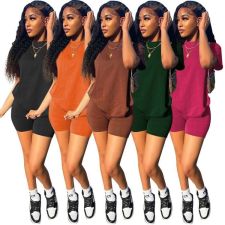 Solid T Shirt And Shorts Two Piece Sets MEM-88446