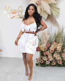 Sexy Tassel Hollow Out Two Piece Shorts Sets NYF-8117