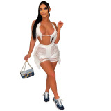Solid Color Knitted Beach Bra Shorts Two Piece Sets OSM-6135