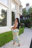 Sexy Printed Hollow Out Sleeveless Maxi Dress YIBF-60164