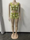 Fashion Beach Knitted Vest Shorts Two Piece Sets OSM-4361