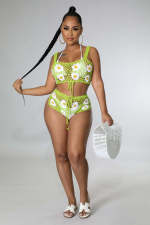 Fashion Beach Knitted Vest Shorts Two Piece Sets OSM-4361