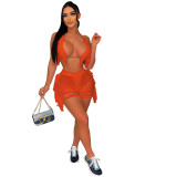 Solid Color Knitted Beach Bra Shorts Two Piece Sets OSM-6135