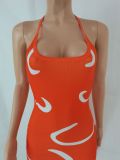 Sexy Printed Halter Slim Mini Dress FENF-241