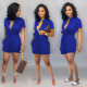 Plus Size Solid Short Sleeve Sashes Romper LSD-82097