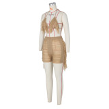 Sexy Tassel Hollow Out Two Piece Shorts Sets ZSD-0231