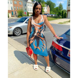 Sexy Printed Sleeveless Slim Midi Dress YIBF-60161
