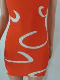 Sexy Printed Halter Slim Mini Dress FENF-241