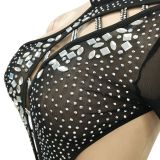 Sexy Fashion Night Club Hot Diamond Backless Irregular Dress BY-5762