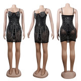 Sexy Sling Slim Hot Diamond Mini Dress NY-9007