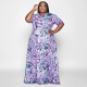 Plus Size Casual Loose Print Short Sleeve Maxi Dress OSIF-22355