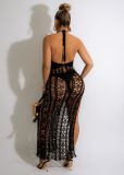 Solid Color Halter Side Slit Sling Beach Dress OSM-4363