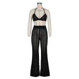Sexy Knit Hollow Out Two Piece Pants Sets ZSD-Z046