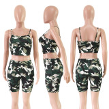 Plus Size Camo Print Two Piece Shorts Sets ASL-6019