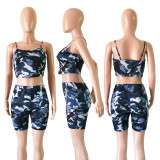 Plus Size Camo Print Two Piece Shorts Sets ASL-6019