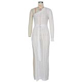 Sexy Knitted One Shoulder High Split Maxi Dress ZSD-Z013