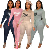 Pink Letter Long Sleeve 2 Piece Pants Sets CXLF-8078