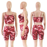 Plus Size Camo Print Two Piece Shorts Sets ASL-6019