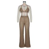 Sexy Knit Hollow Out Two Piece Pants Sets ZSD-Z046
