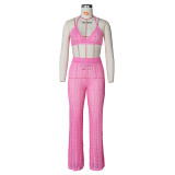 Sexy Knit Hollow Out Two Piece Pants Sets ZSD-Z046