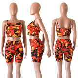 Plus Size Camo Print Two Piece Shorts Sets ASL-6019