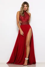 Sexy Backless Sleeveless High Split Maxi Evening Dress ZSD-G089