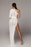 Sexy Knitted One Shoulder High Split Maxi Dress ZSD-Z013