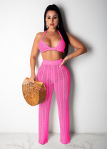 Sexy Knit Hollow Out Two Piece Pants Sets ZSD-Z046
