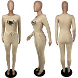 Pink Letter Long Sleeve 2 Piece Pants Sets CXLF-8078