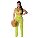 Sexy Knit Hollow Out Two Piece Pants Sets ZSD-Z046
