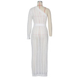 Sexy Knitted One Shoulder High Split Maxi Dress ZSD-Z013