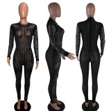 Sexy Hot Drilling Long Sleeve Skinny Jumpsuit ME-Q034