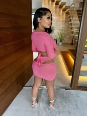 Sexy Mesh See Through Two Piece Skirt Sets YD-8629