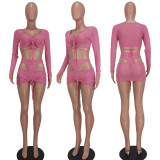Sexy Mesh See Through Two Piece Skirt Sets YD-8629