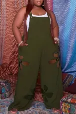 Plus Size Solid Hole Strap Jumpsuit ZDF-31216