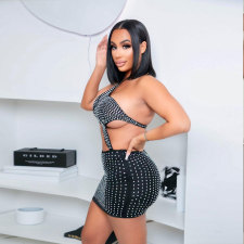 Sexy Hot Drilling Hollow Out Halter Night Club Dress NY-2505